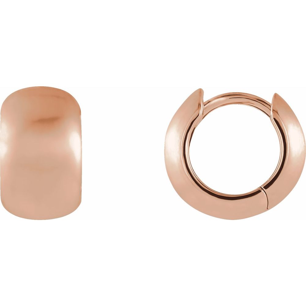14K Brushed Rose Gold 15 mm Huggie Hoop Earrings