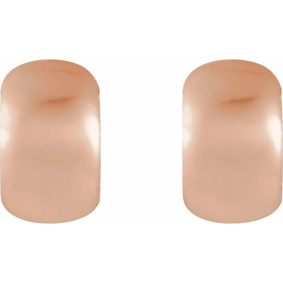 14K Brushed Rose Gold 15 mm Huggie Hoop Earrings