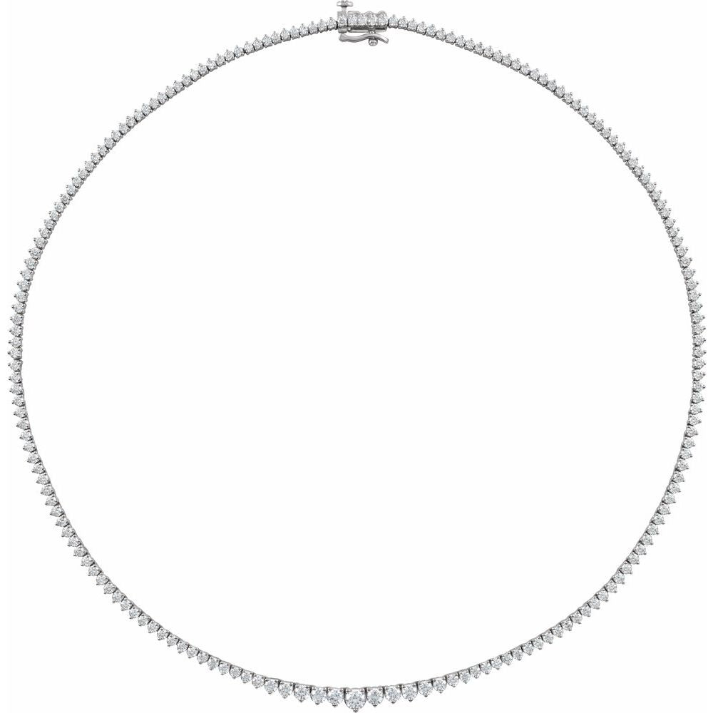 Endless Diamonds  6 And 5/8 Ct Graduated Natural Diamond Solid 14K White Gold Line Necklace
