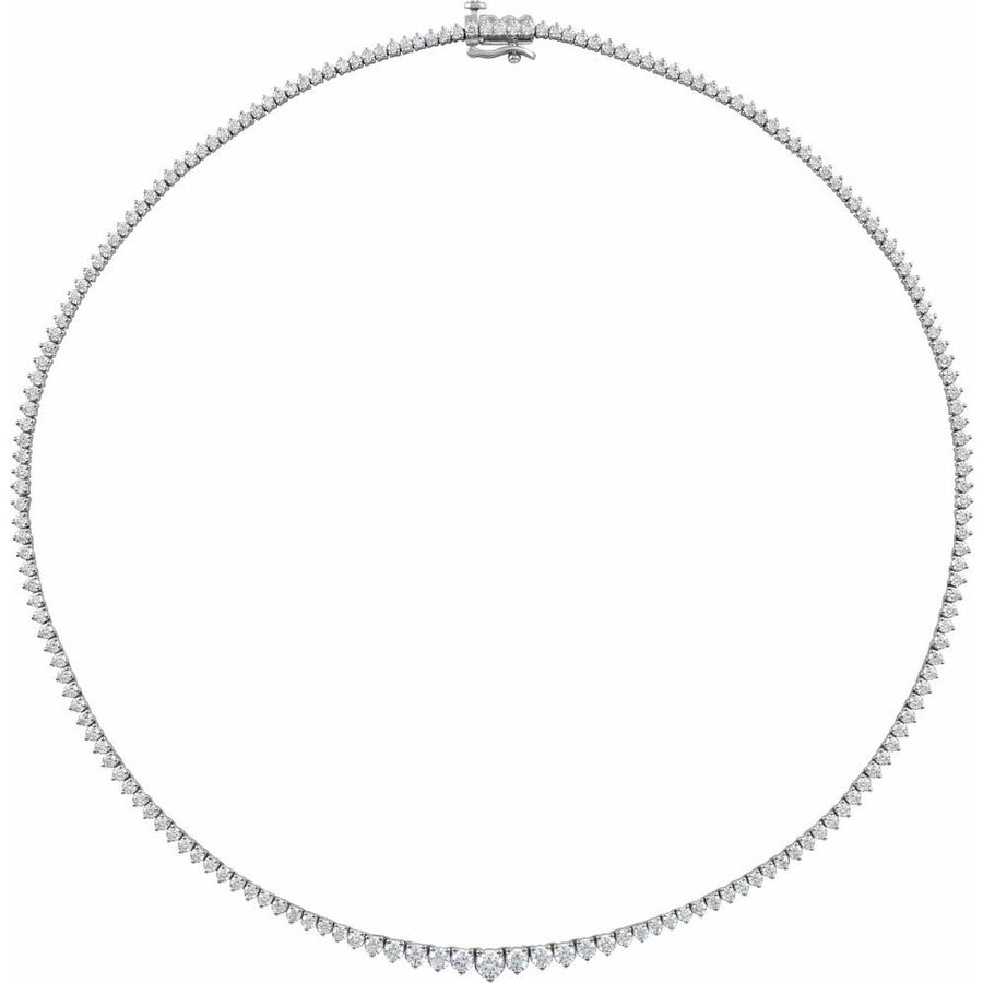 Endless Diamonds  6 And 5/8 Ct Graduated Natural Diamond Solid 14K Yellow Gold Line Necklace