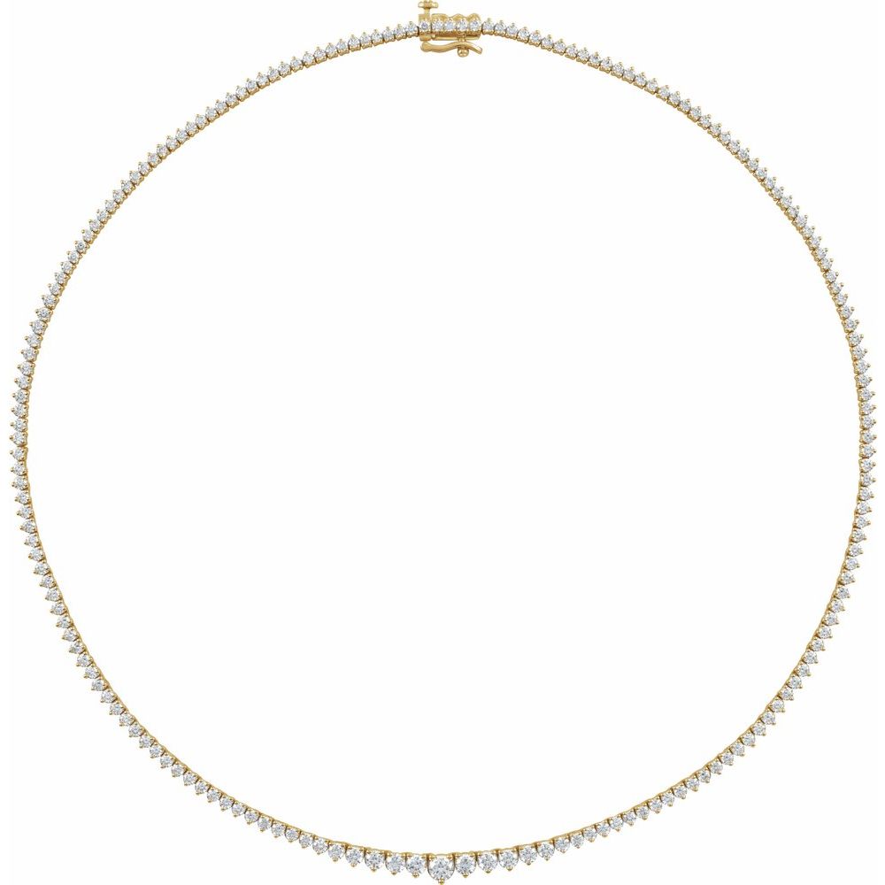 Endless Diamonds  6 And 5/8 Ct Graduated Natural Diamond Solid 14K Yellow Gold Line Necklace