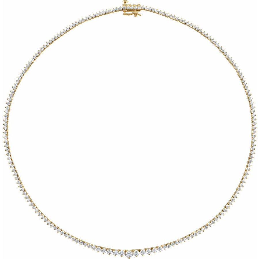 Endless Diamonds  6 And 5/8 Ct Graduated Natural Diamond Solid 14K White Gold Line Necklace