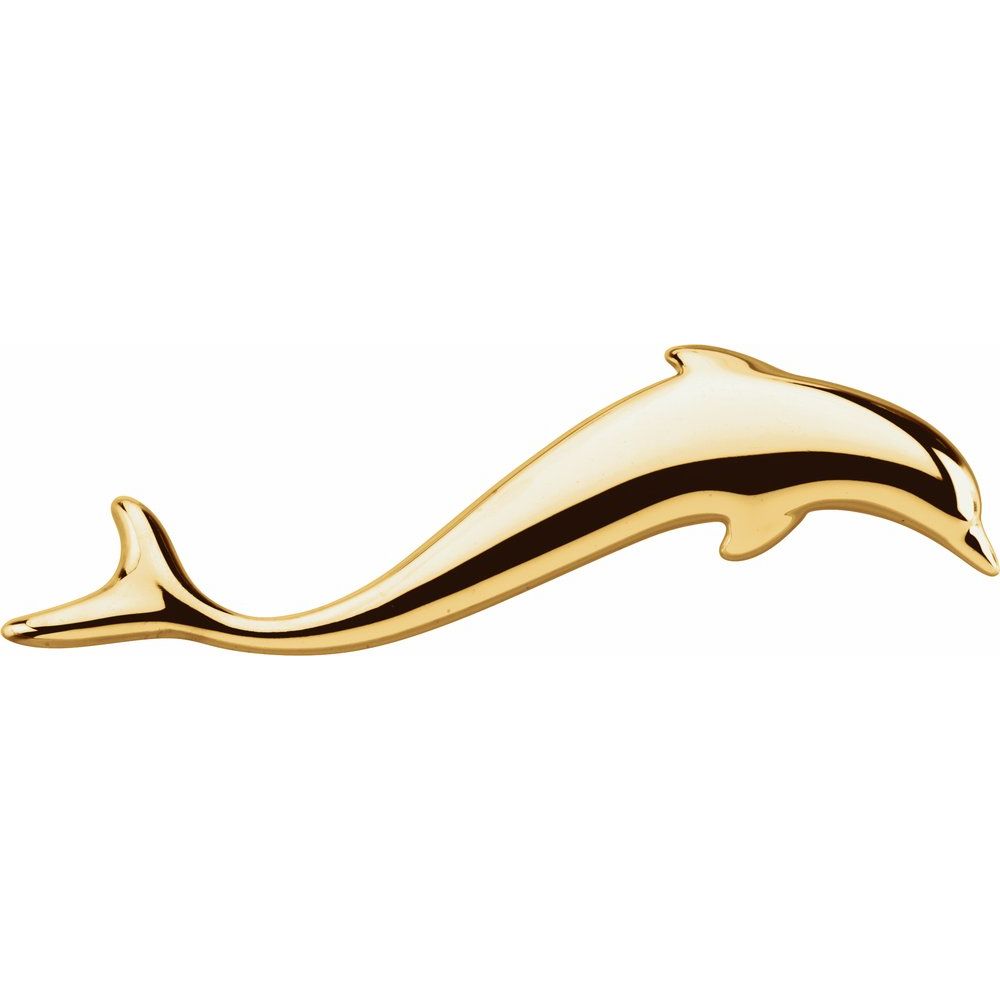 Large Dolphin Brooch | Pendant In Solid 14K Yellow Gold