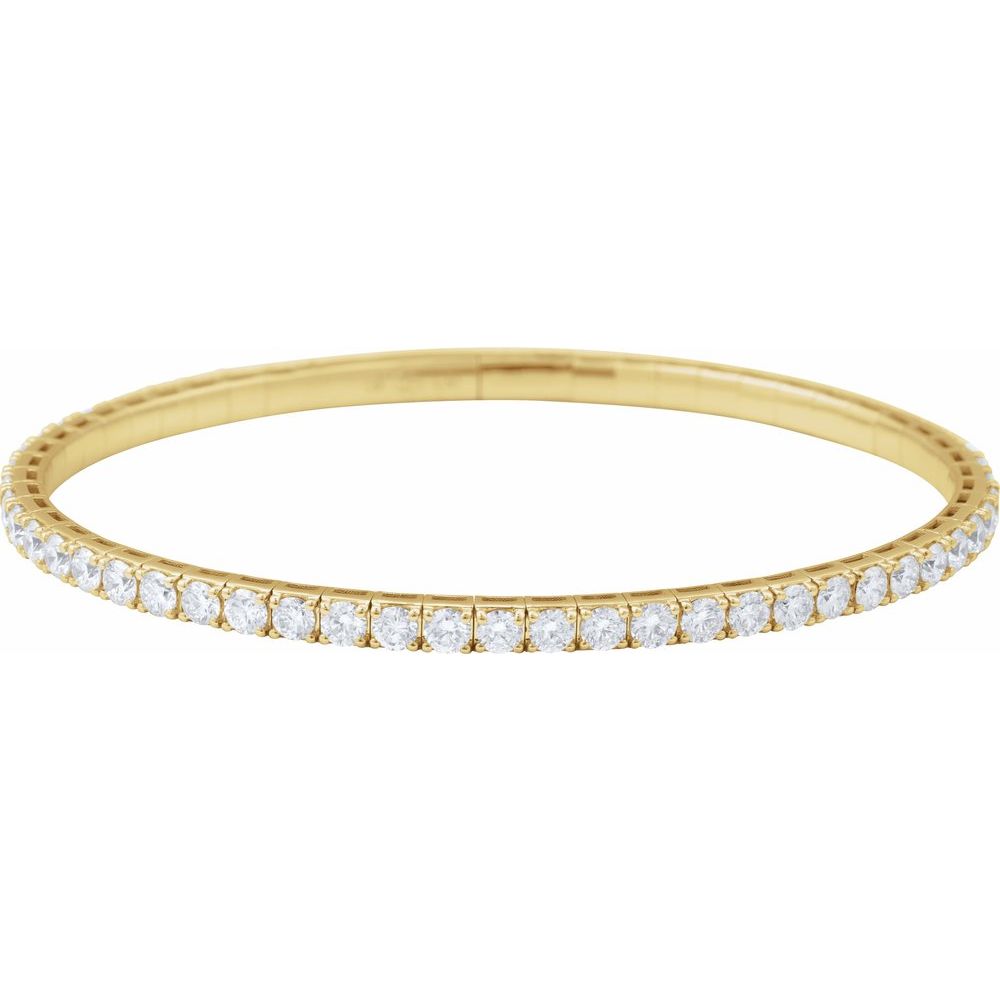 Flexible Natural Diamond Solid 14K Yellow Gold Bangle Bracelet