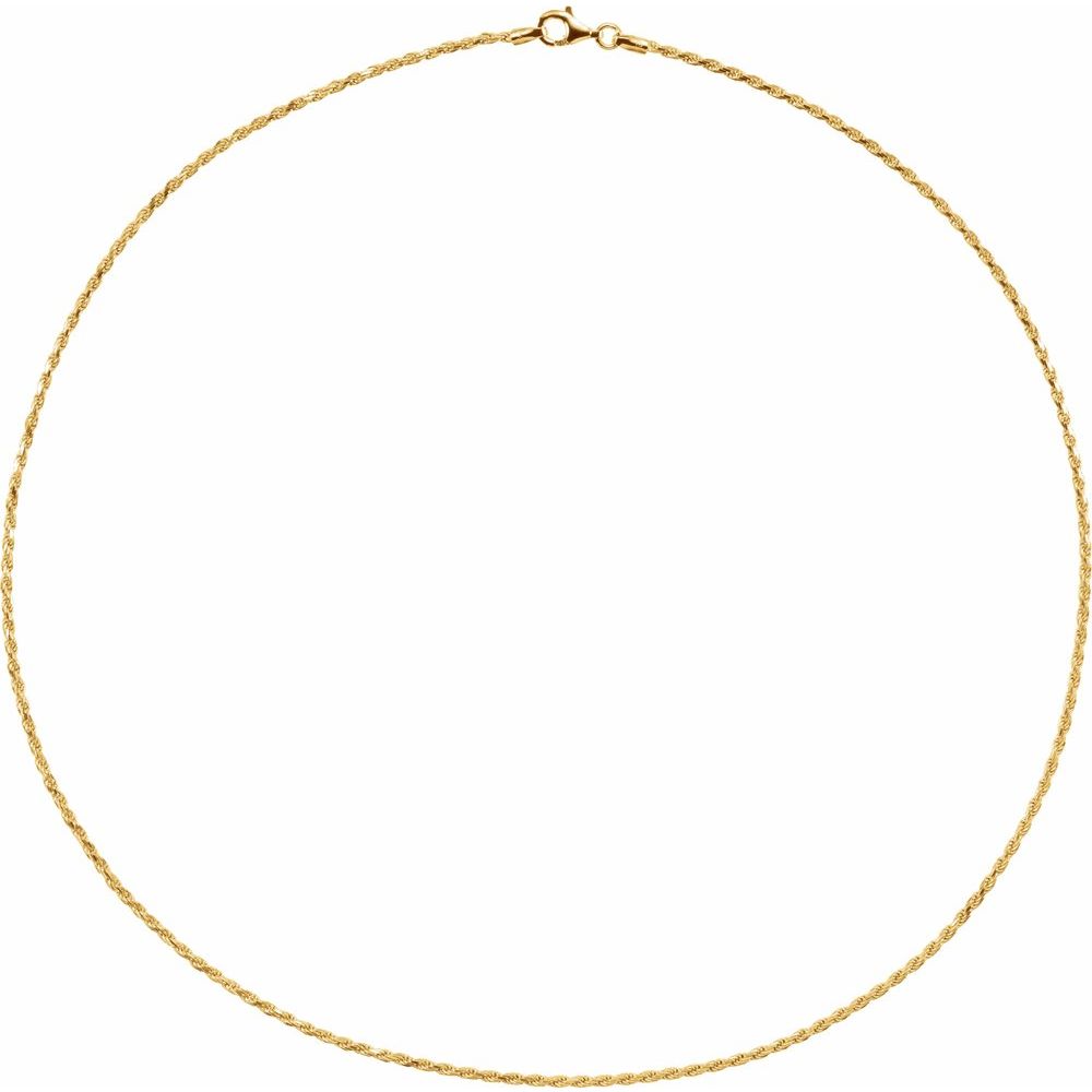 1.5 mm Solid Diamond Cut Rope Chain Necklace In 18K Yellow Gold Vermeil