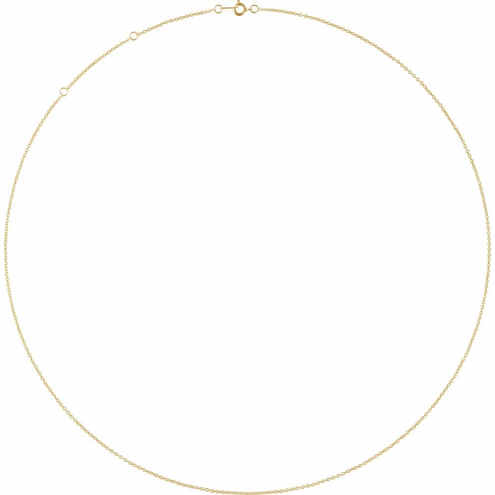 Adjustable 1mm Cable Chain Necklace In 18K Solid White Gold