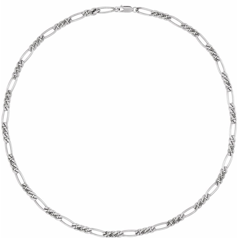 5.2 mm Figaro Chain Necklace In Solid Sterling Silver