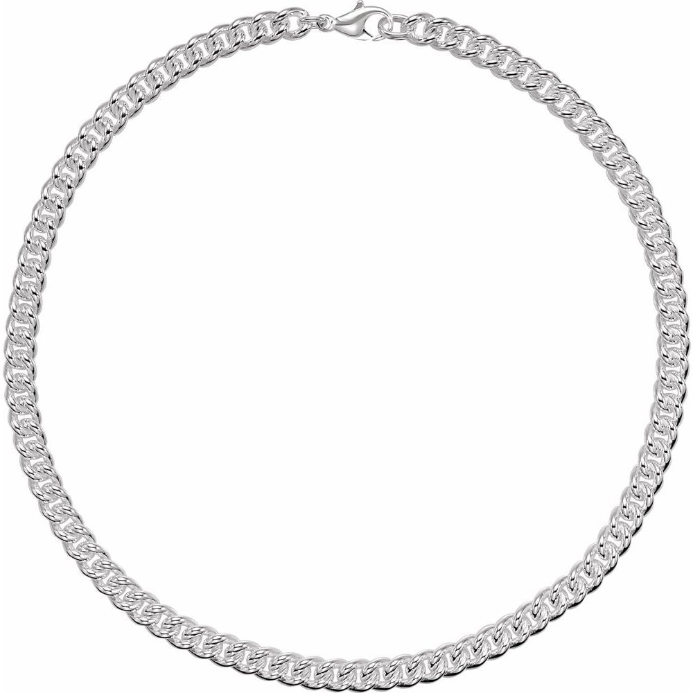 8mm Curb Chain Statement Necklace In Solid Sterling Silver