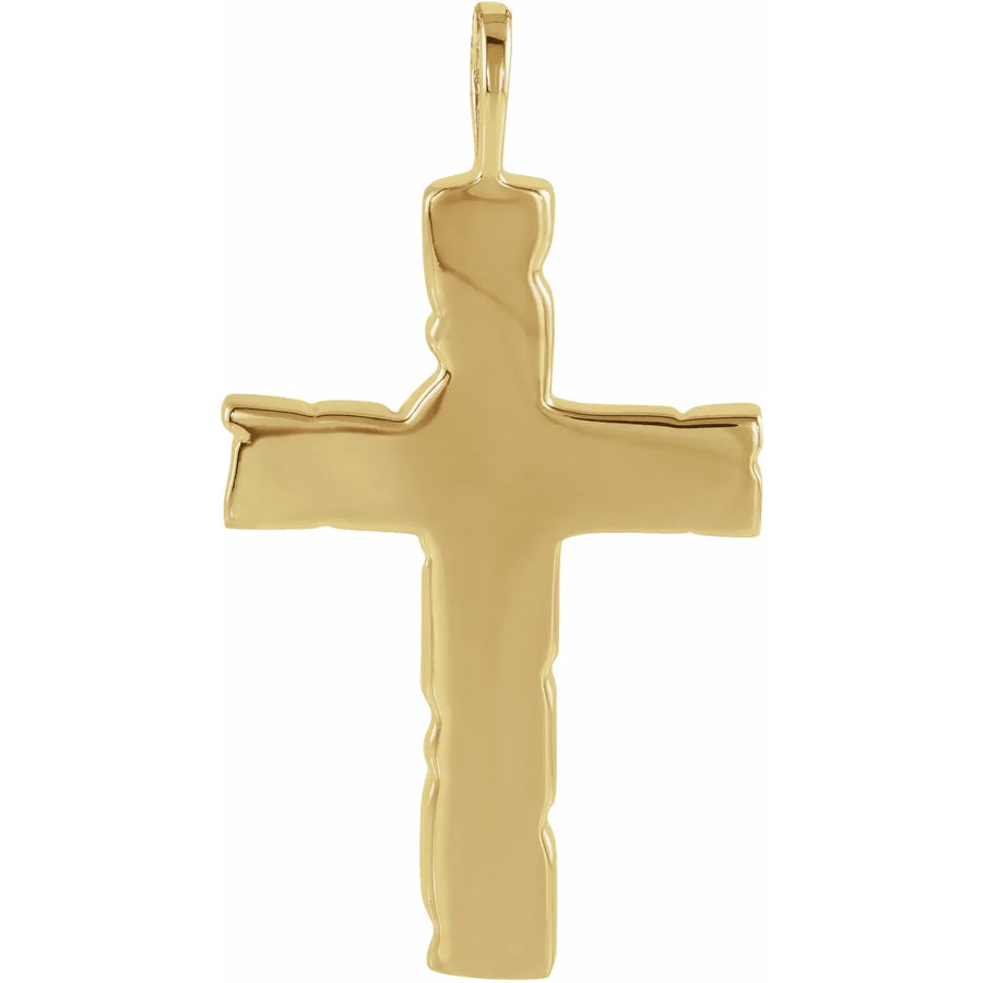 Men's Nugget Cross Pendant In 18K Yellow Gold
