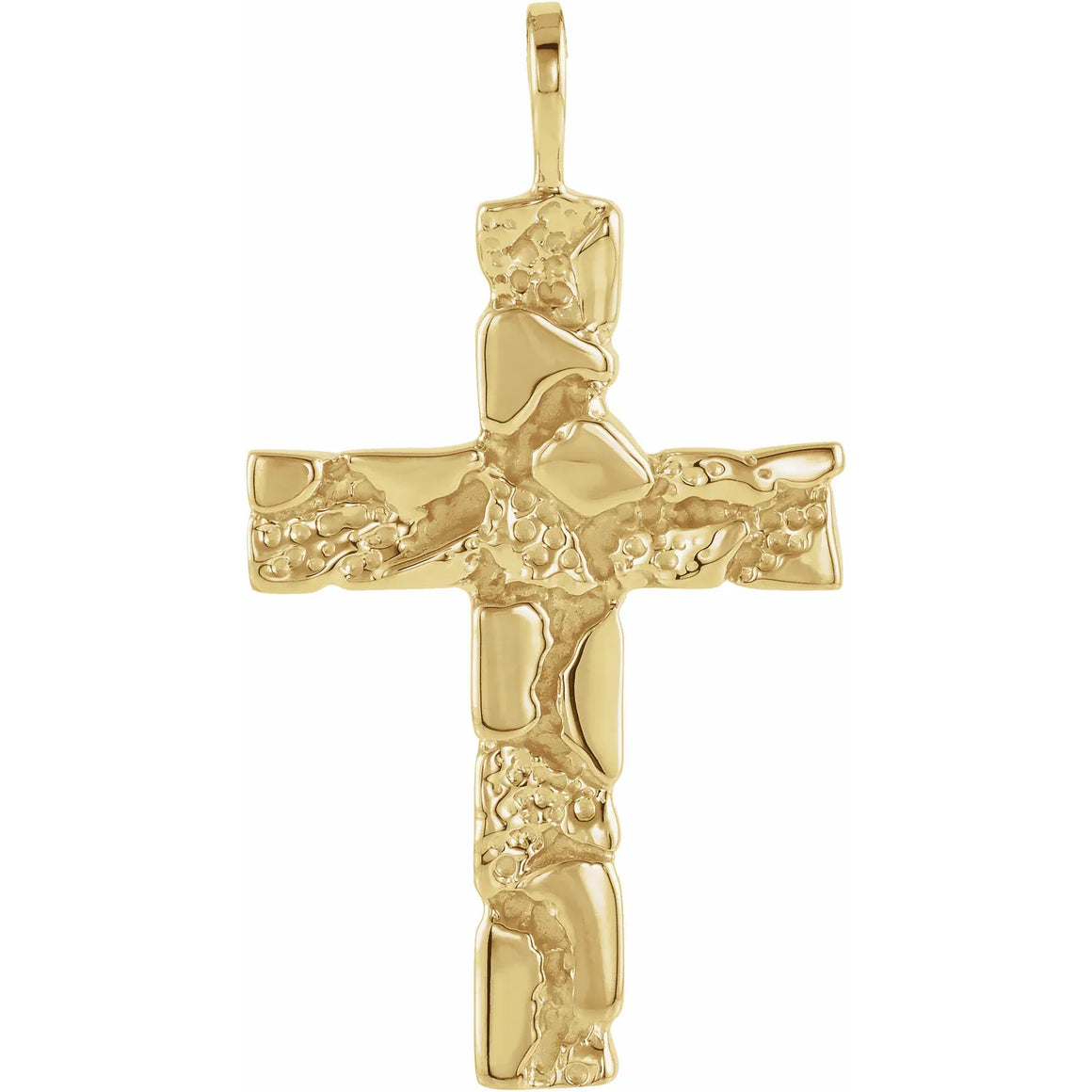 Men's Nugget Cross Pendant In 18K Yellow Gold