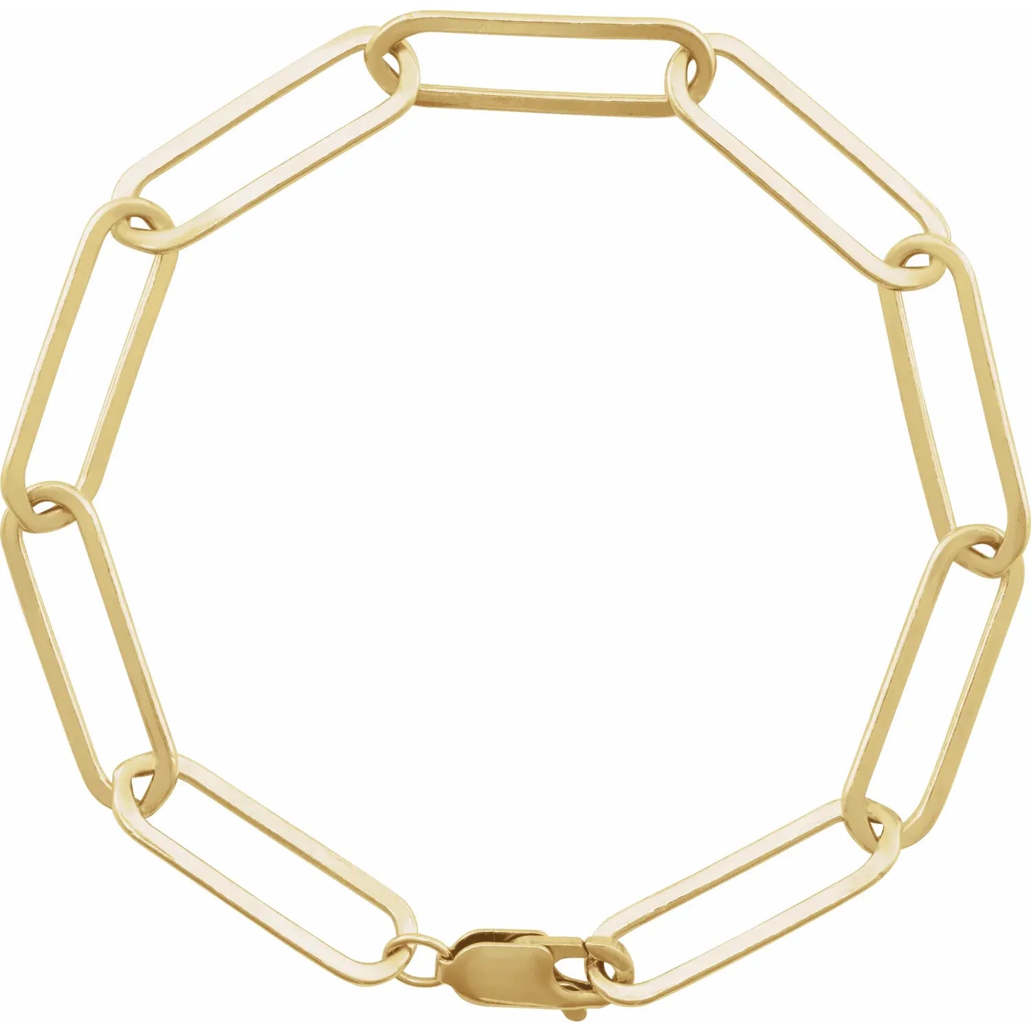 14K Yellow Gold  Extra Large 6.2 mm Long Link Elongated Statement PaperClip Chain Bracelet