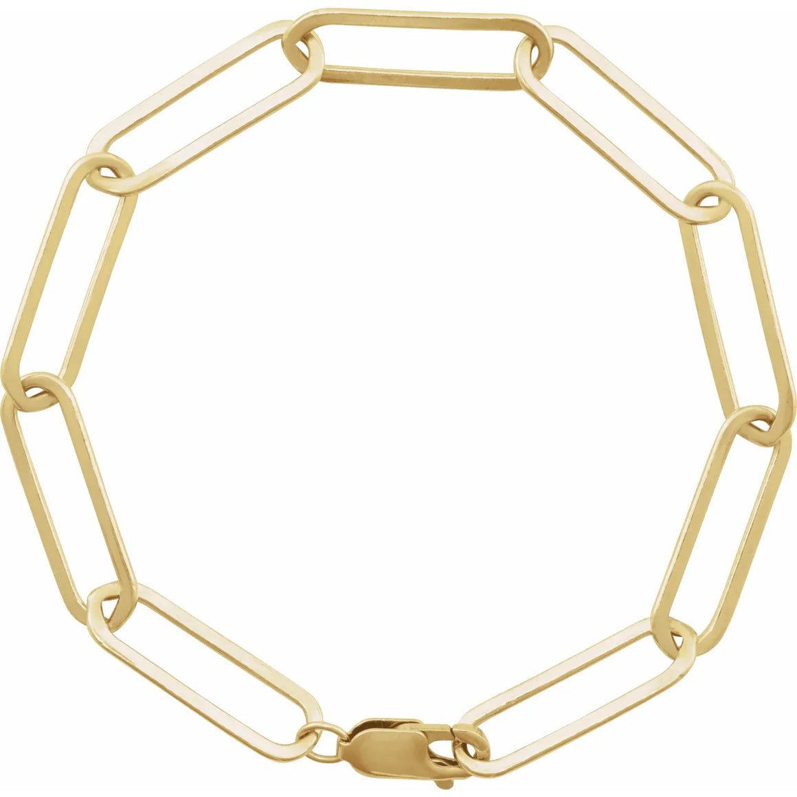 14K Yellow Gold  Extra Large 6.2 mm Long Link Elongated Statement PaperClip Chain Bracelet