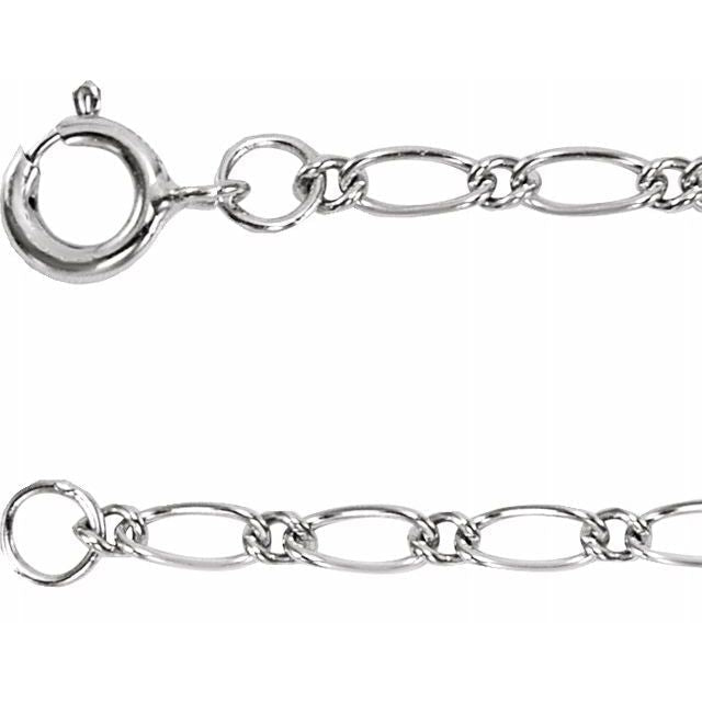 14K White Gold 1.5mm Figaro Chain Link Bracelet