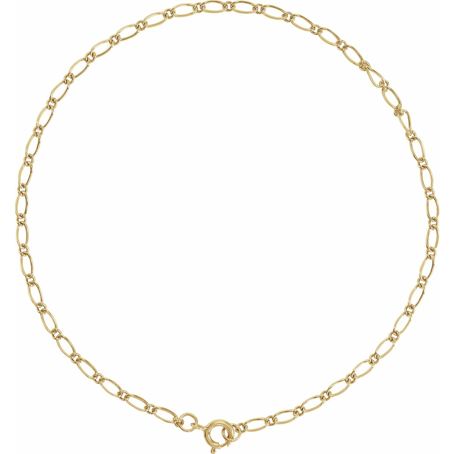 14K Yellow Gold 1.5mm Figaro Chain Link Necklace