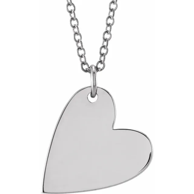 Sterling Silver Engravable Sideways Heart Necklace