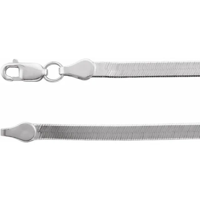 14K White Gold 2.8mm Thin Flexible 18 Inch Herringbone Chain