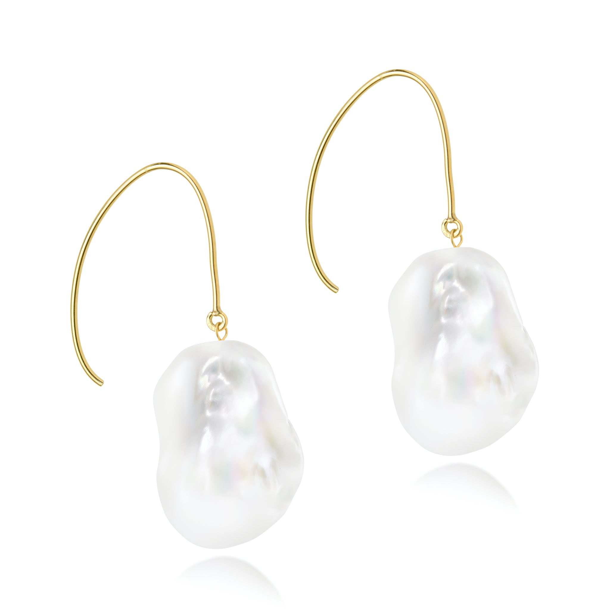 Le Lac Large White Baroque Freshwater Pearl Drop Earrings In Sterling Silver