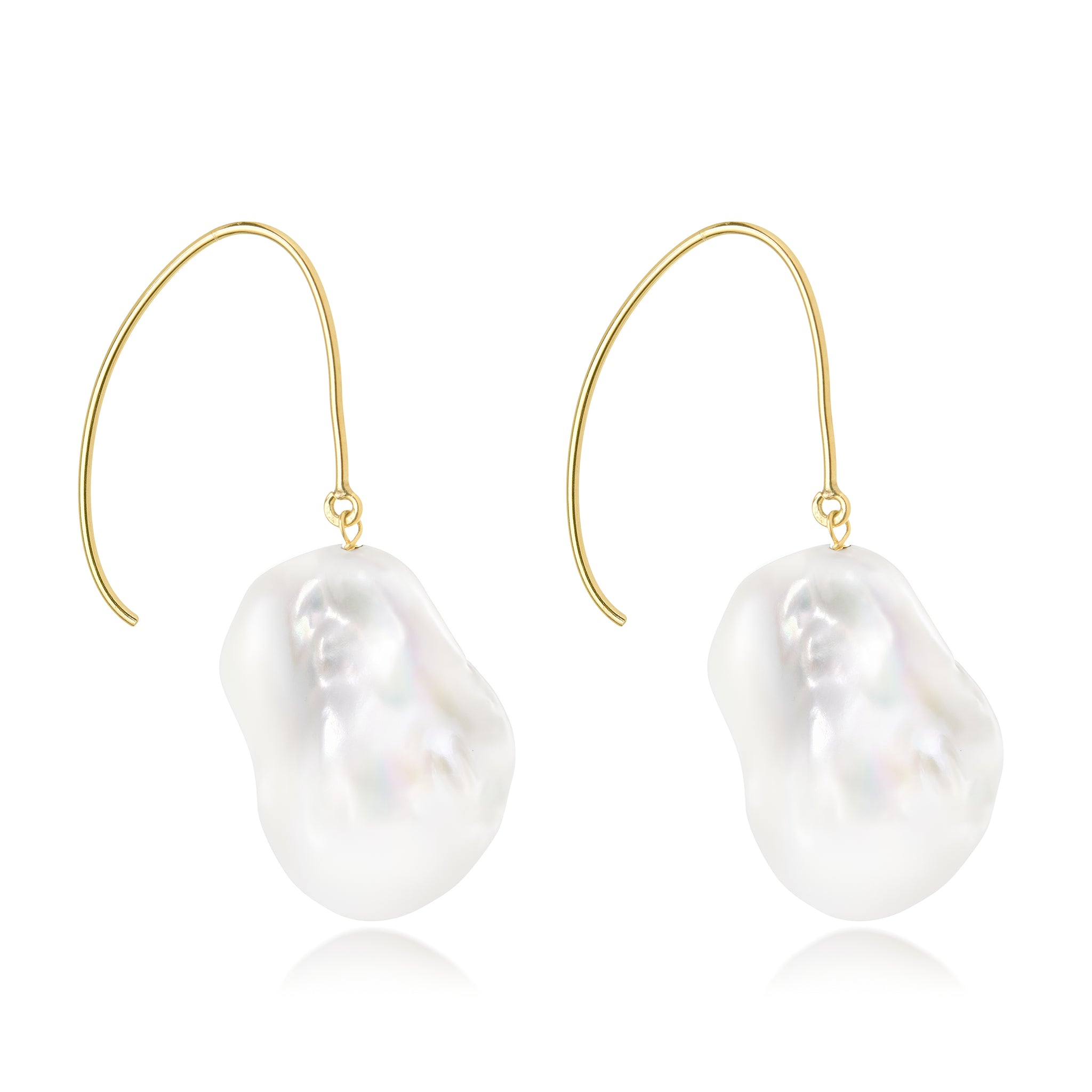 Le Lac Large White Baroque Freshwater Pearl Drop Earrings In Sterling Silver