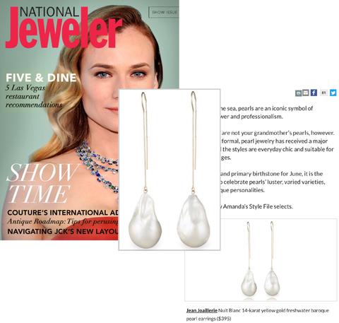 Solid 14 Karat Yellow Gold Large White Baroque Freshwater Pearl Drop And Dangle Threader Earrings