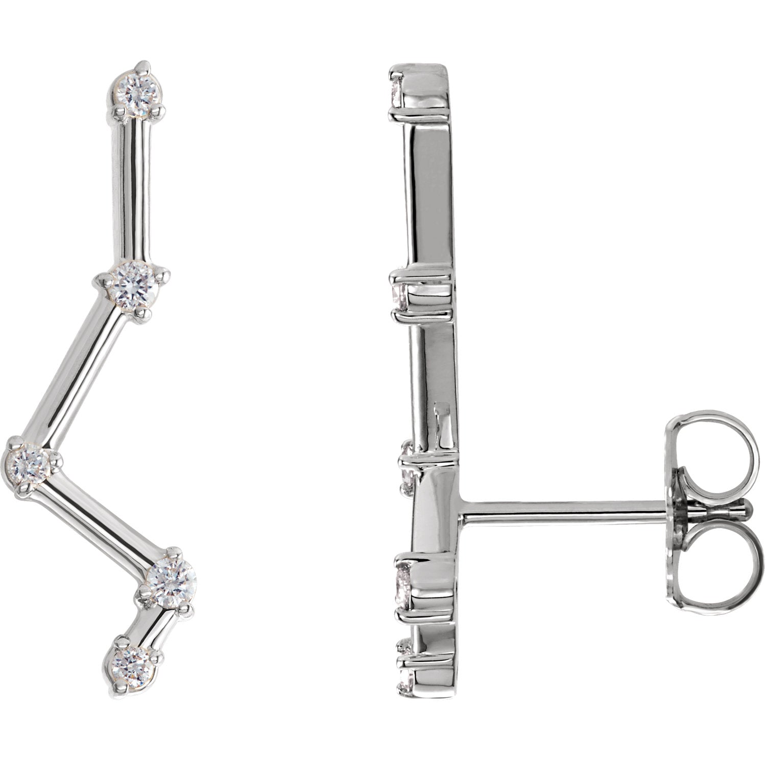 1/10 Ct Diamond Starry Nights Ear Climbers In Platinum