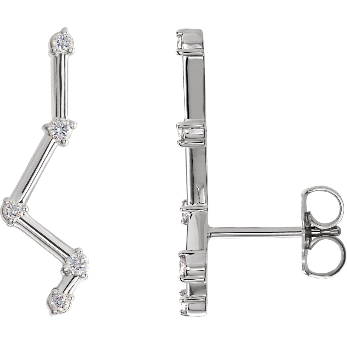 1/10 Ct Diamond Starry Nights Ear Climbers In Platinum