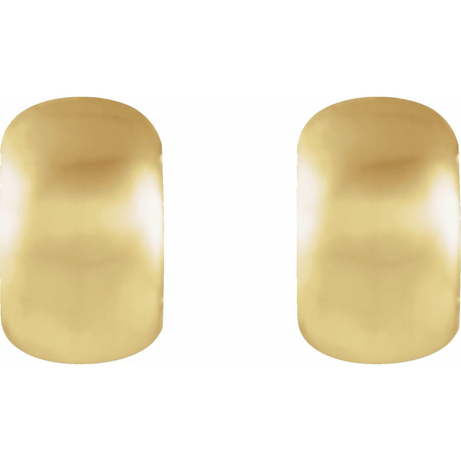 14K Brushed Yellow Gold 15 mm Huggie Hoop Earrings