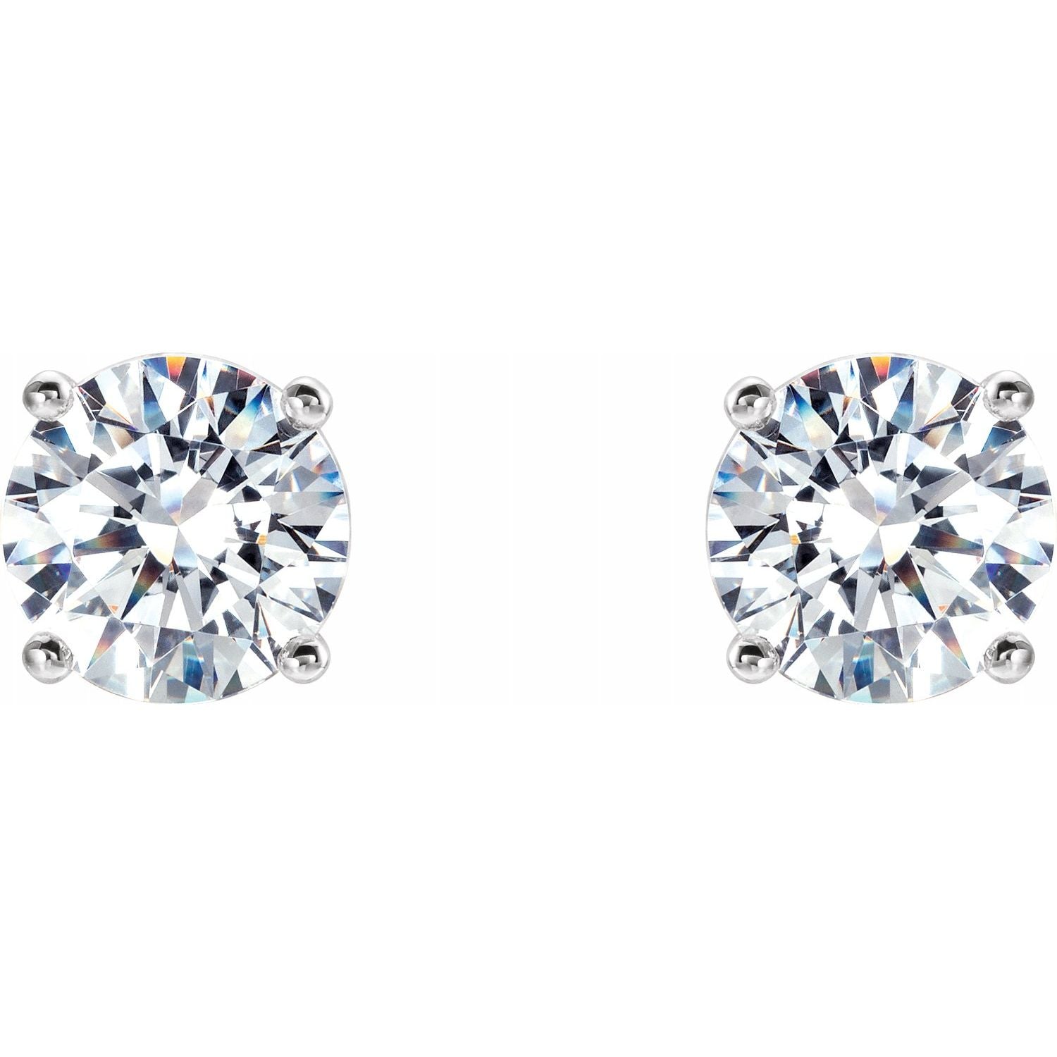 14K Gold Cocktail Style Round White  Lab-Grown Diamond Stud Earrings