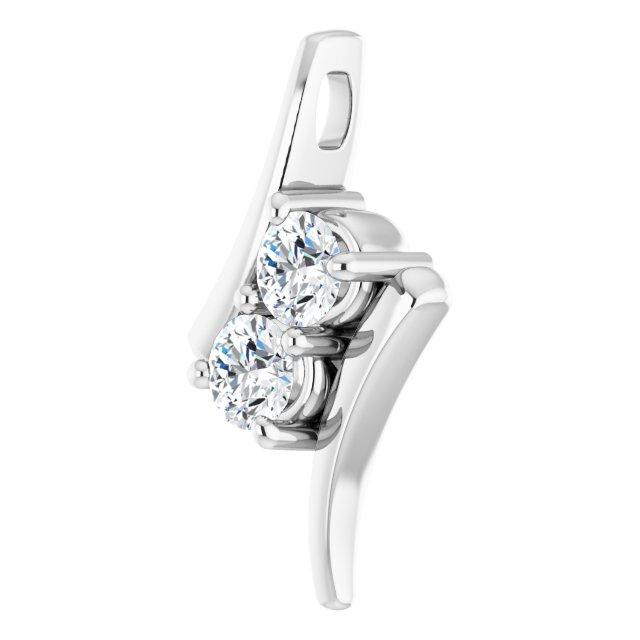 1/2 Carat White Natural Diamond Pendant In 14K Solid White Gold