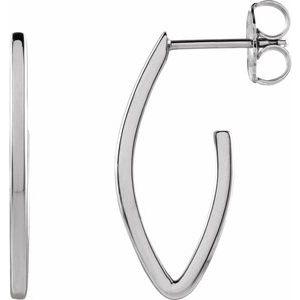Platinum Geometric Teardrop Hoop Earrings