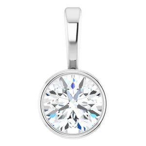Women's 1/4 Carat Diamond Bezel-Set Round Charm Pendant In 14K White Gold