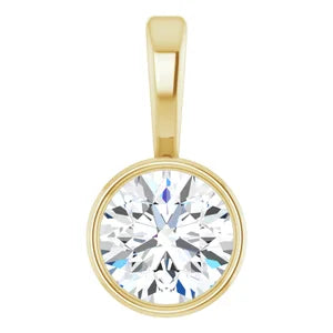 Women's 1/4 Carat Natural Diamond Bezel-Set Round Charm Pendant In 14K Yellow Gold