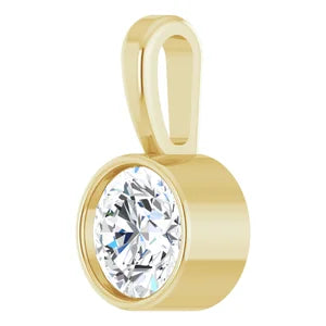 Women's 1/4 Carat Natural Diamond Bezel-Set Round Charm Pendant In 14K Yellow Gold