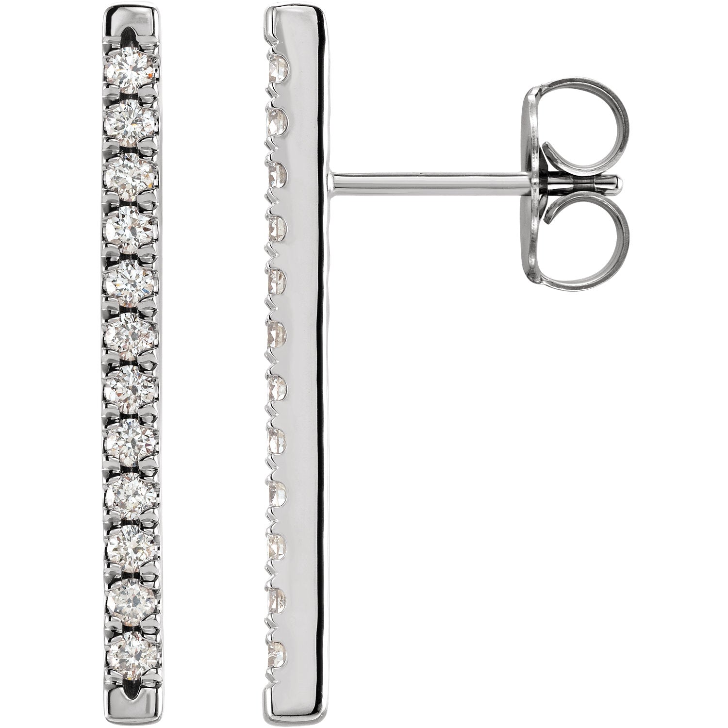 Les Petits Diamants Platinum Parisian Diamond Bar Earrings