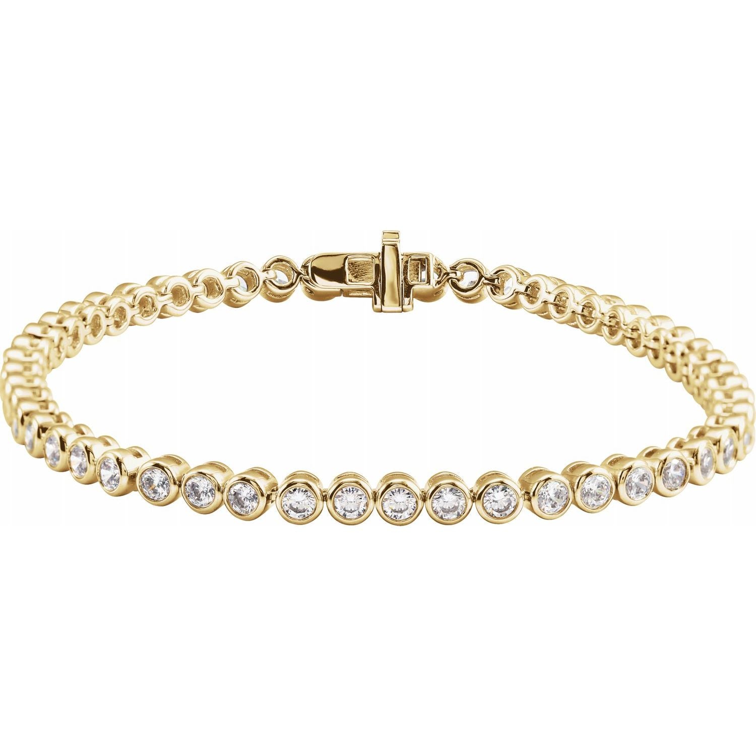 Endless Diamonds 14K Yellow Gold 3.5 Carat Bezel Set Lab-Grown Diamond Tennis Bracelet