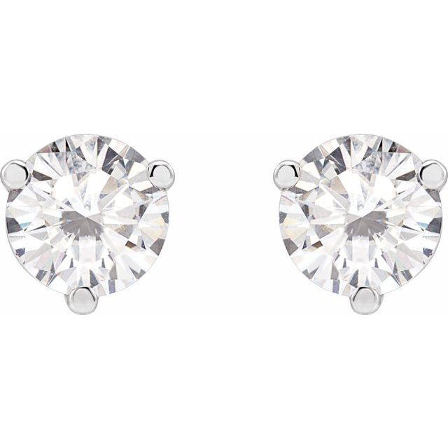 Platinum Round Lab-Grown Moissanite Stud Earrings