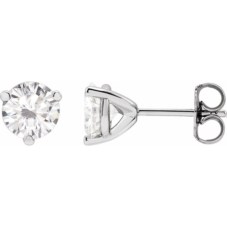 Platinum Round Lab-Grown Moissanite Stud Earrings