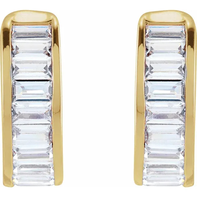 14K Gold 3/4 Carat Lab-Grown Diamond Baguette Ear Cuff