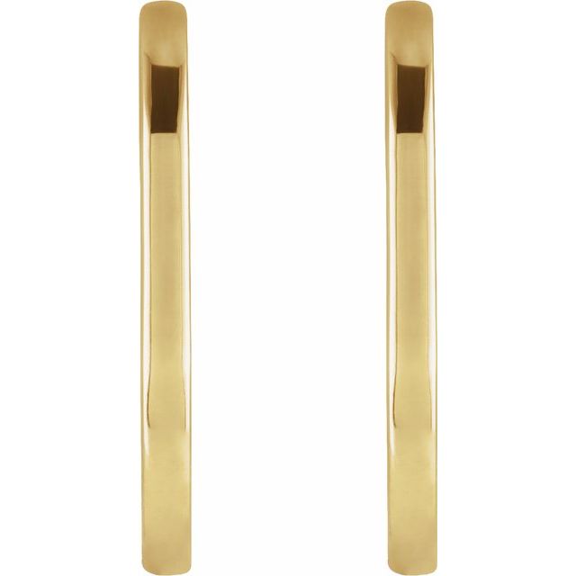 14K Yellow Gold Elongated Oval Huggie Hoop Earrings