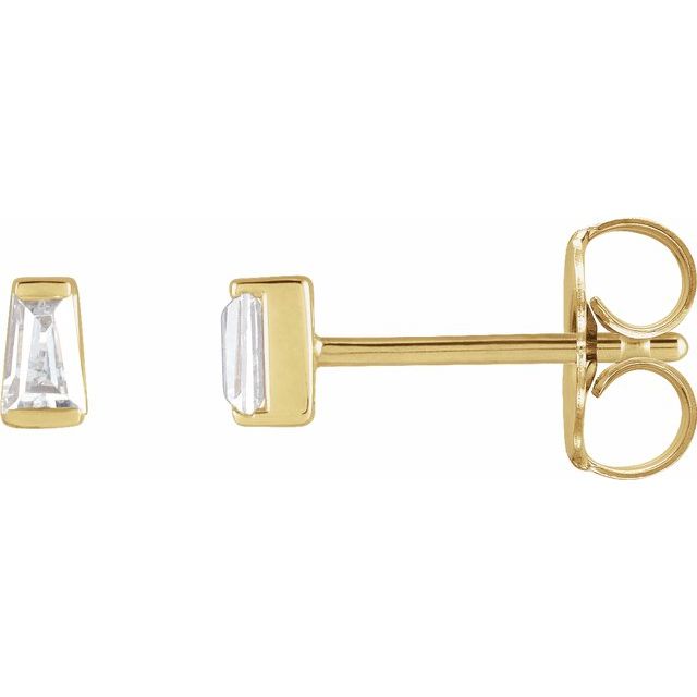 14K Yellow Gold Tapered Baguette Natural Diamond Solitaire Stud Earrings