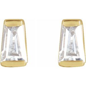 14K Yellow Gold Tapered Baguette Natural Diamond Solitaire Stud Earrings