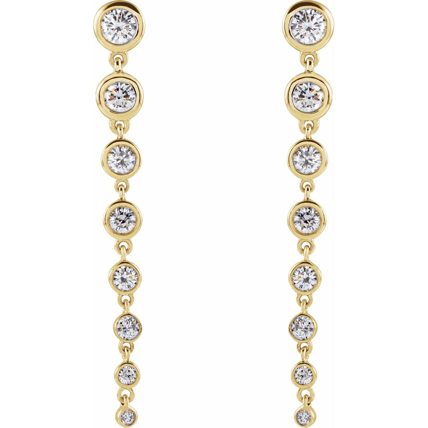 14K Gold Long Diamond Dangle Cascade Earrings