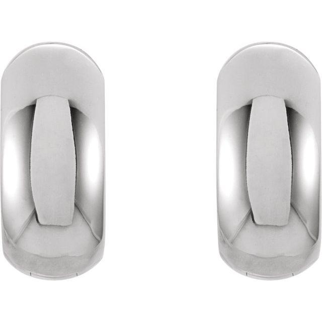 14K White Gold 12.7 x 5.5 Huggie Hoop Earrings