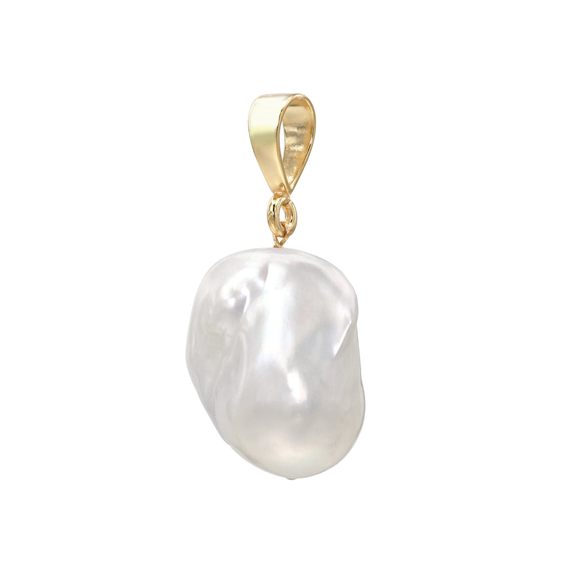 Jean Joaillerie Large White Baroque Freshwater Pearl 14K Gold Vermeil Slip On Pendant