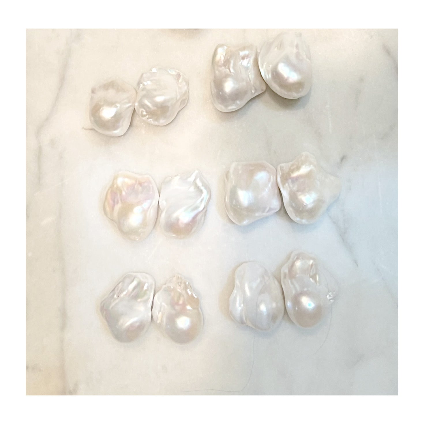 XXL Runway Size White Baroque Freshwater Pearl Drop Threader Earrings 14K Yellow Gold-Filled