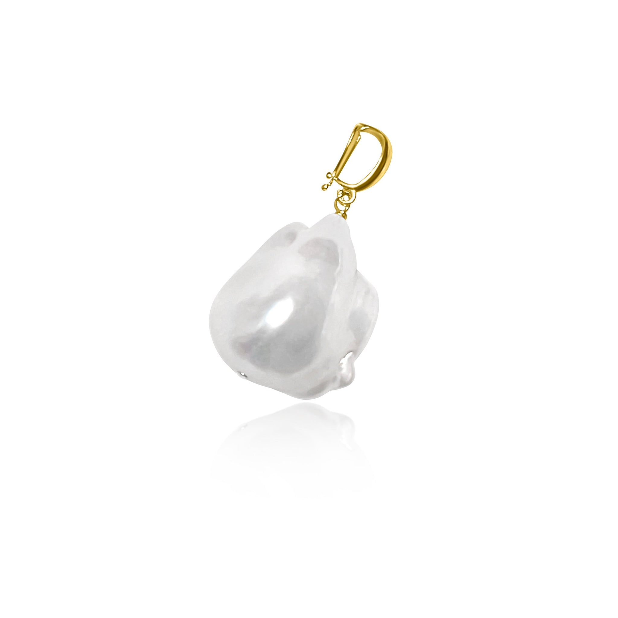 XXL | AAAA Baroque Freshwater Pearl Pendant 14K Sterling Silver Snap-On Clasp