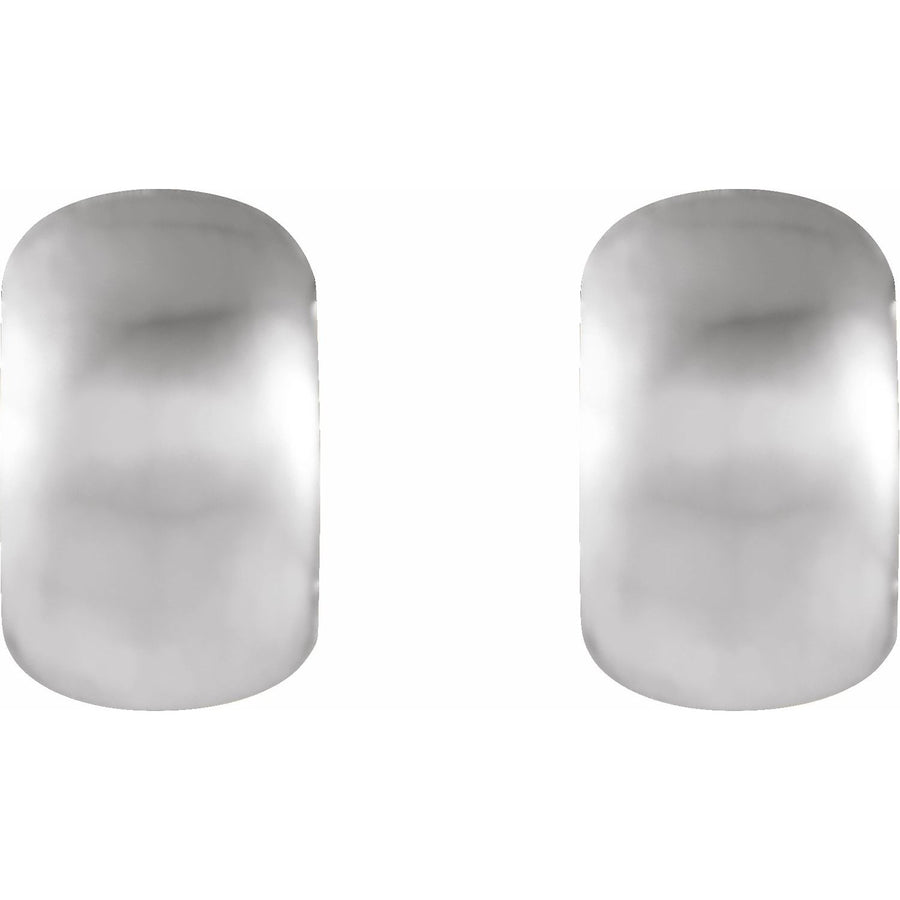 14K Brushed White Gold 15 mm Huggie Hoop Earrings