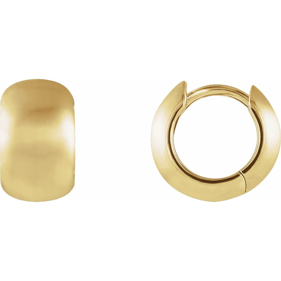 14K Brushed Yellow Gold 15 mm Huggie Hoop Earrings