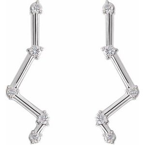 1/10 Ct Diamond Starry Nights Ear Climber Earrings In Solid 14K White Gold