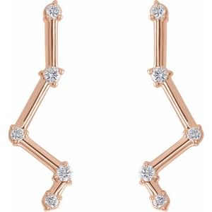 1/10 Ct Diamond Starry Nights Ear Climber Earrings In Solid 14K Rose Gold