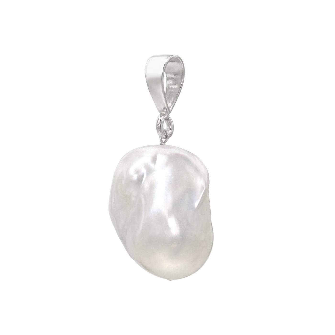 Jean Joaillerie Large White Baroque Freshwater Pearl Sterling Silver Slip On Pendant